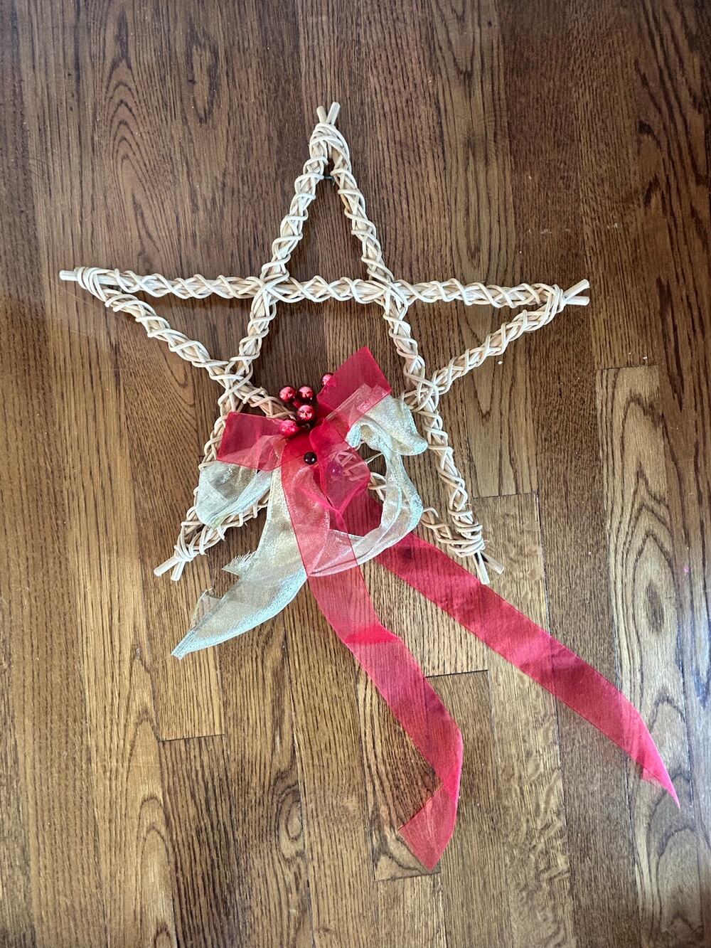 Woven Rattan Star Ornament, Boho Wicker Straw Star Wall Hanger